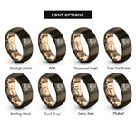 font options for inside engraving on gunmetal & rose gold cardinal on branch rings