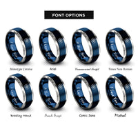 font options for inside engraving on blue & grey cardinal points rings
