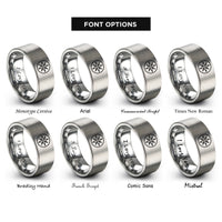font options for inside engraving on silver cardinal points rings