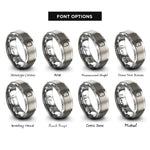 font options for inside engraving on gray cardioid equation rings