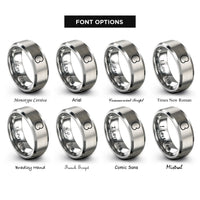 font options for inside engraving on grey cardioid equation rings