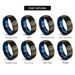 font options for inside engraving on gunmetal & blue cardioid equation rings