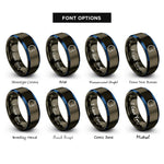 font options for inside engraving on gunmetal & blue cardioid equation rings