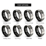font options for inside engraving on black & grey caribbean rings
