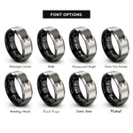font options for inside engraving on black & silver caribbean rings