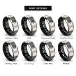 font options for inside engraving on black & silver caribou rings