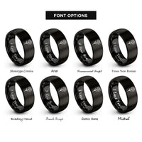 font options for inside engraving on black carnation single bloom rings