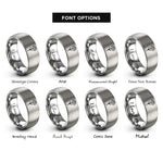 font options for inside engraving on gray carnation single bloom rings