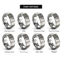 font options for inside engraving on gray carnation single bloom rings