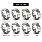 font options for inside engraving on gray carnation single bloom rings