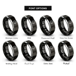 font options for inside engraving on black & silver carpenter saw blade rings
