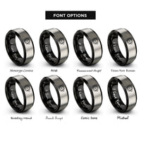 font options for inside engraving on black & silver carpenter saw blade rings