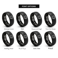 font options for inside engraving on black carpenter saw blade rings