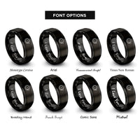 font options for inside engraving on black carpenter saw blade rings