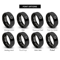 font options for inside engraving on black carpenter saw blade rings