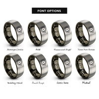 font options for inside engraving on gunmetal & silver carpenter saw blade rings