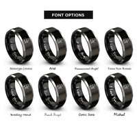 font options for inside engraving on black & gray carpenter silhouette rings