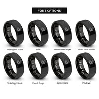 font options for inside engraving on black carpenter silhouette rings