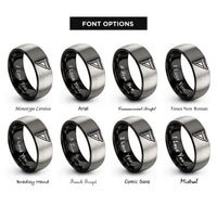font options for inside engraving on black & silver carpenter square rings