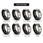 font options for inside engraving on black & gray carpenter square rings