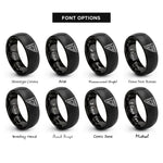 font options for inside engraving on black carpenter square rings
