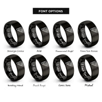 font options for inside engraving on black carpenter square rings