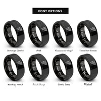 font options for inside engraving on black carpenter square rings