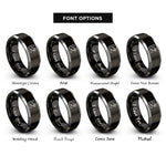 font options for inside engraving on black & silver carpenter square saw rings