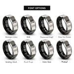 font options for inside engraving on black & silver carpenter square saw rings