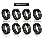 font options for inside engraving on black carpenter square saw rings