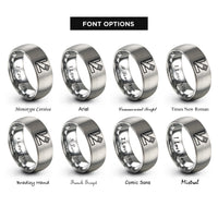 font options for inside engraving on grey carpenter square saw rings