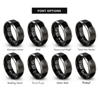 font options for inside engraving on black & gray carpenters square rings