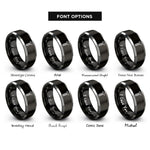 font options for inside engraving on black & silver carriage bolt rings