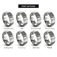 font options for inside engraving on silver carriage bolt rings