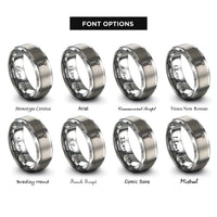 font options for inside engraving on silver carriage bolt rings