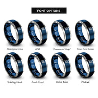 font options for inside engraving on blue & grey carrick bend rings