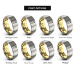font options for inside engraving on gold & gray carrot rings