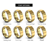font options for inside engraving on gold & silver carrot rings