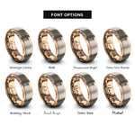 font options for inside engraving on rose gold carrot pattern rings