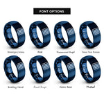 font options for inside engraving on blue cartesian grid rings