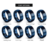 font options for inside engraving on blue cartesian grid rings