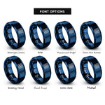 font options for inside engraving on blue cartesian grid rings