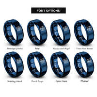 font options for inside engraving on blue cartesian grid rings