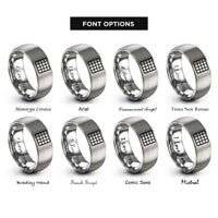 font options for inside engraving on grey cartesian grid rings