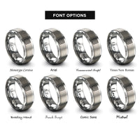 font options for inside engraving on silver cartesian grid rings