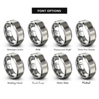font options for inside engraving on grey cartesian grid rings