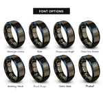 font options for inside engraving on gunmetal & blue cartesian grid rings