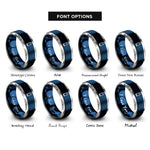 font options for inside engraving on blue & gray cartridge rings