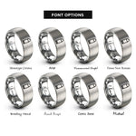 font options for inside engraving on silver cartridge rings