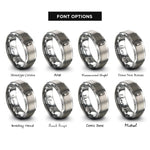 font options for inside engraving on silver cartridge rings